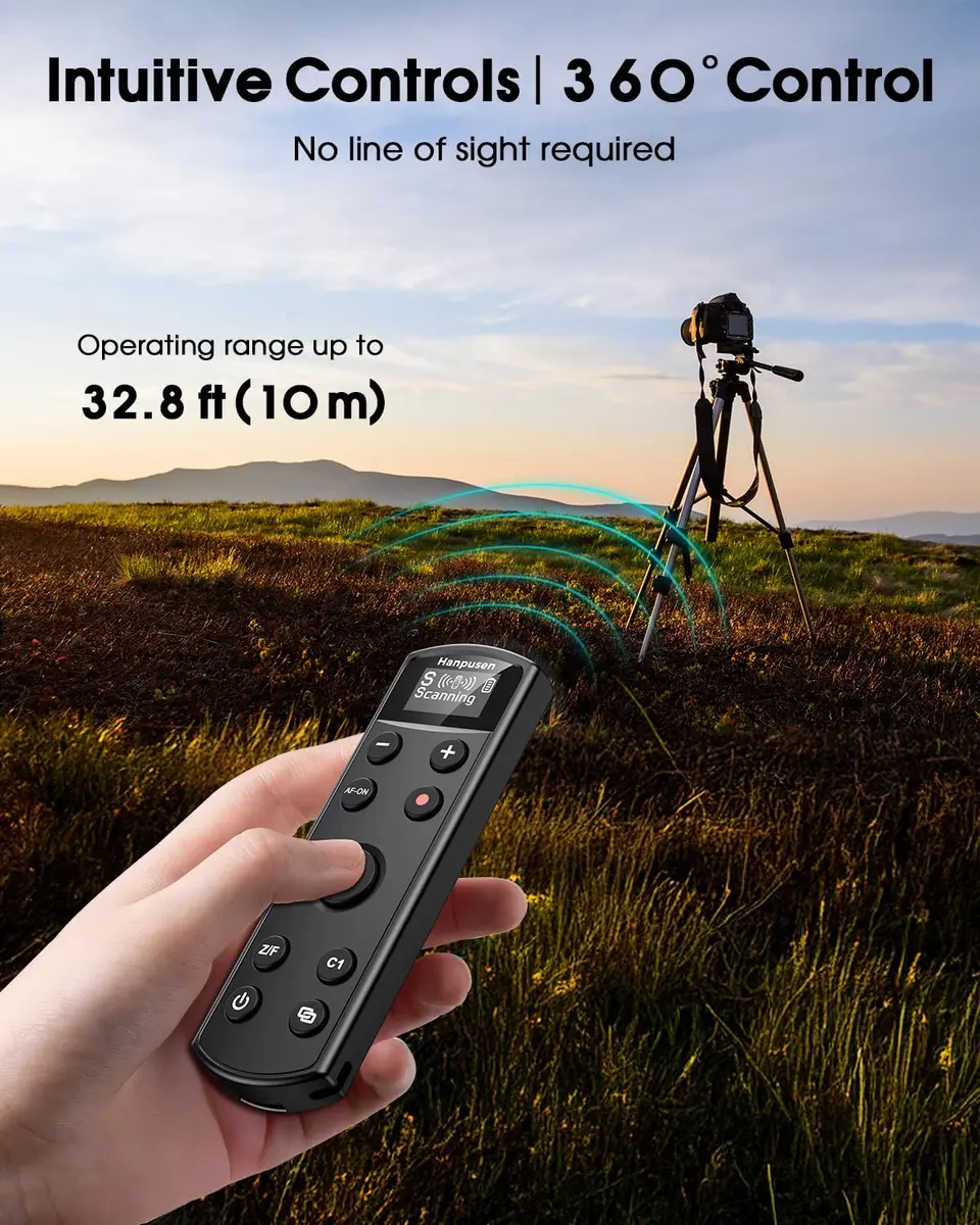 Hanpusen Rechargeable Wireless Camera Remote Control with OLED Screen for Sony Cameras | 10m (32.8ft) Range - view 4