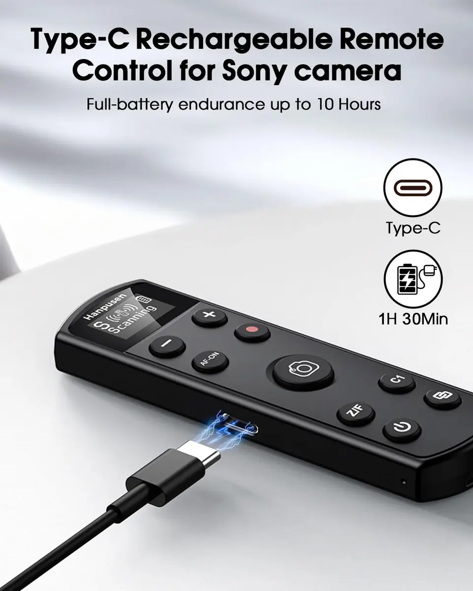 Hanpusen Rechargeable Wireless Camera Remote Control with OLED Screen for Sony Cameras | 10m (32.8ft) Range - view 5