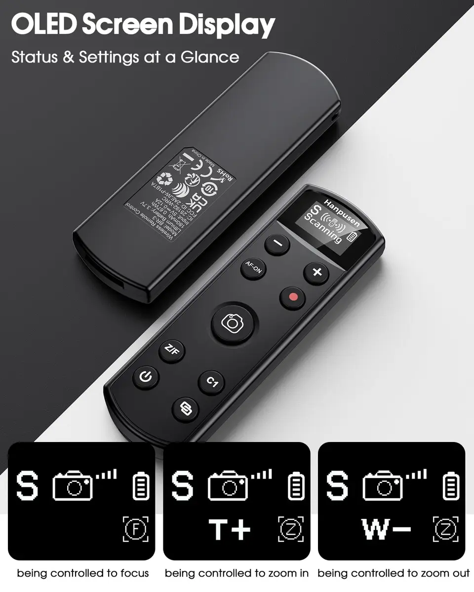 Hanpusen Rechargeable Wireless Camera Remote Control with OLED Screen for Sony Cameras | 10m (32.8ft) Range - view 7