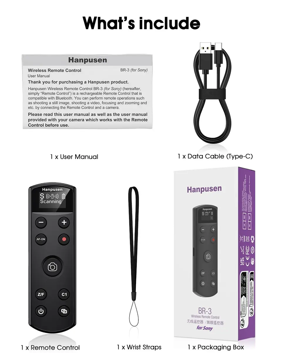 Hanpusen Rechargeable Wireless Camera Remote Control with OLED Screen for Sony Cameras | 10m (32.8ft) Range - view 9