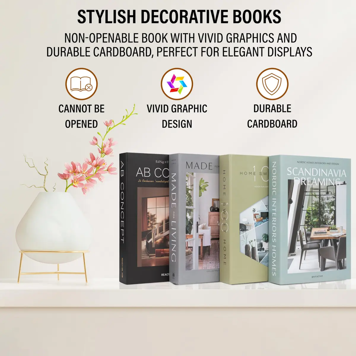 PROBENEX Decorative Books Set of 4 | Faux Olive Green Book Decor for Shelves & Coffee Tables - view 9
