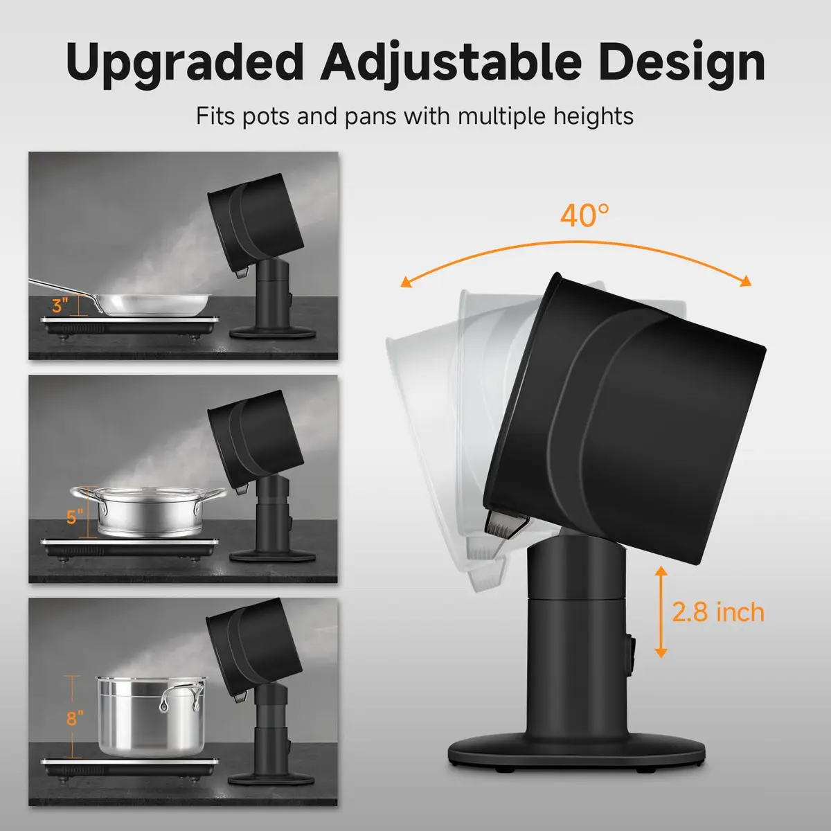 AMZCHEF Portable Range Hood 2.27 kg (5 lb) Black | Ductless Recirculating Kitchen Exhaust Fan with 4-Speed LED Light - view 2