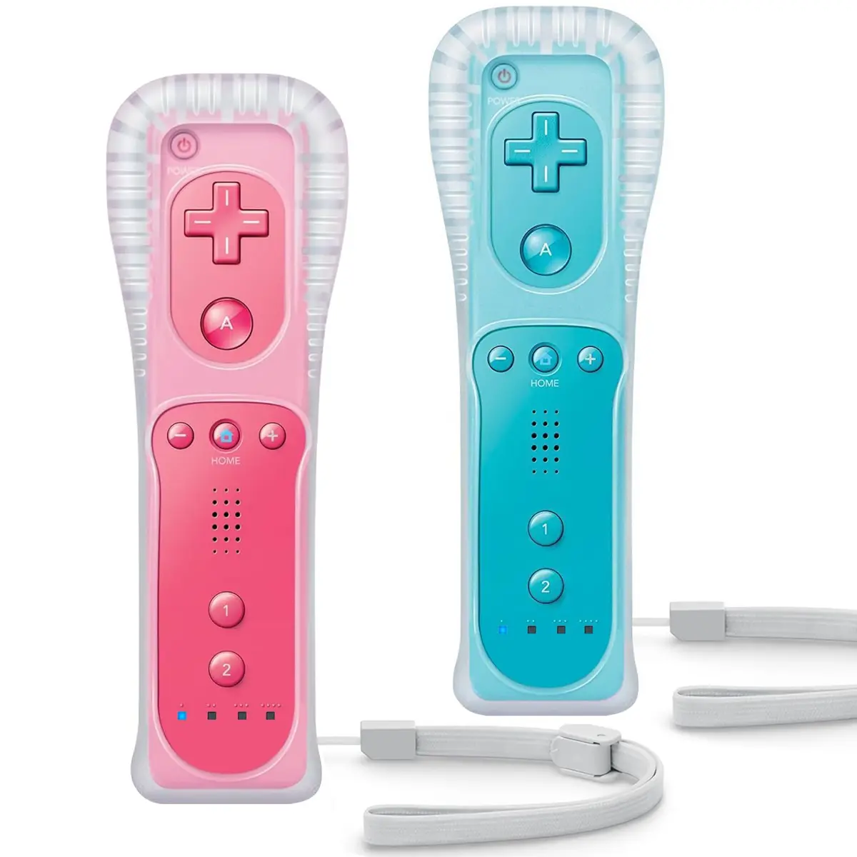 TIANHOO Video Game Controller for Wii & Wii U | 2 Pack Pink & Blue | Precise Motion-Sensing, Upgraded Feedback, Silicone Case (0.231kg) - main product image