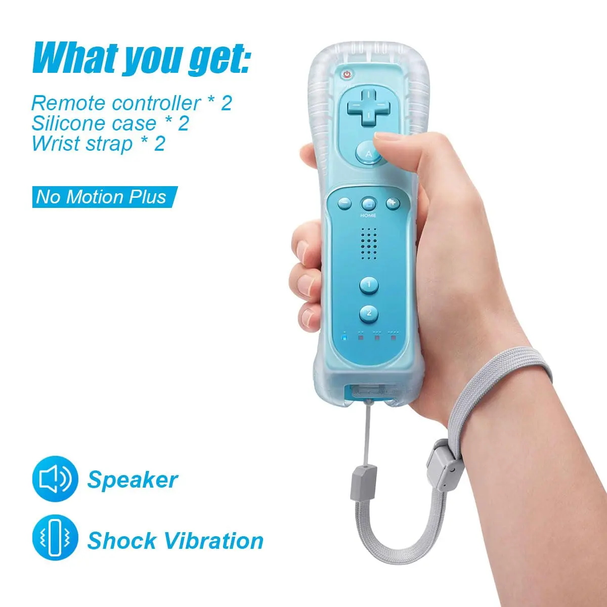 TIANHOO Video Game Controller for Wii & Wii U | 2 Pack Pink & Blue | Precise Motion-Sensing, Upgraded Feedback, Silicone Case (0.231kg) - view 3