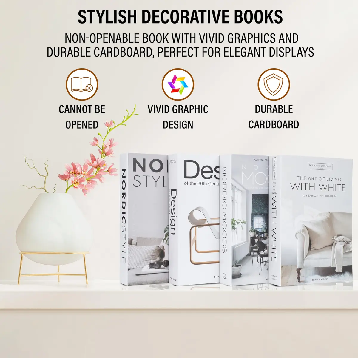 PROBENEX 4 Pcs Decorative Books | Faux Black Coffee Table & Shelf Decor | Modern Home Accent - view 7