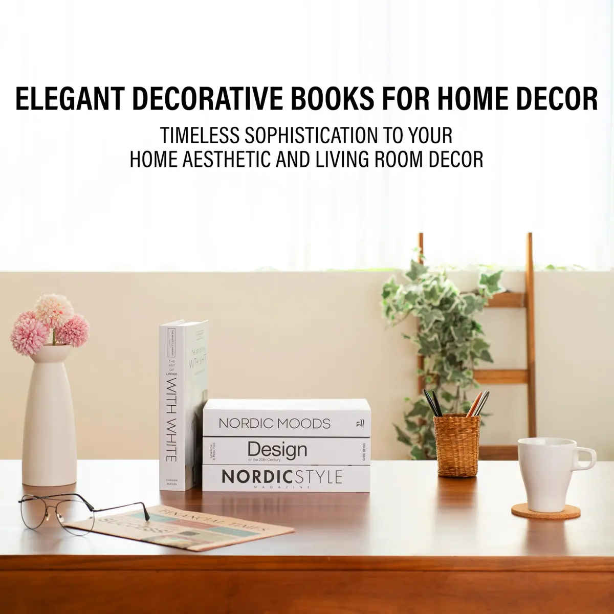 PROBENEX 4 Pcs Decorative Books | Faux Black Coffee Table & Shelf Decor | Modern Home Accent - view 9