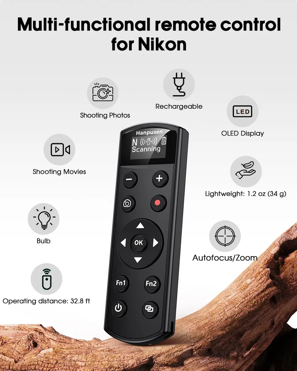 Hanpusen Rechargeable Wireless Shutter Remote with OLED for Nikon Z Series Cameras | 10m Range - view 2