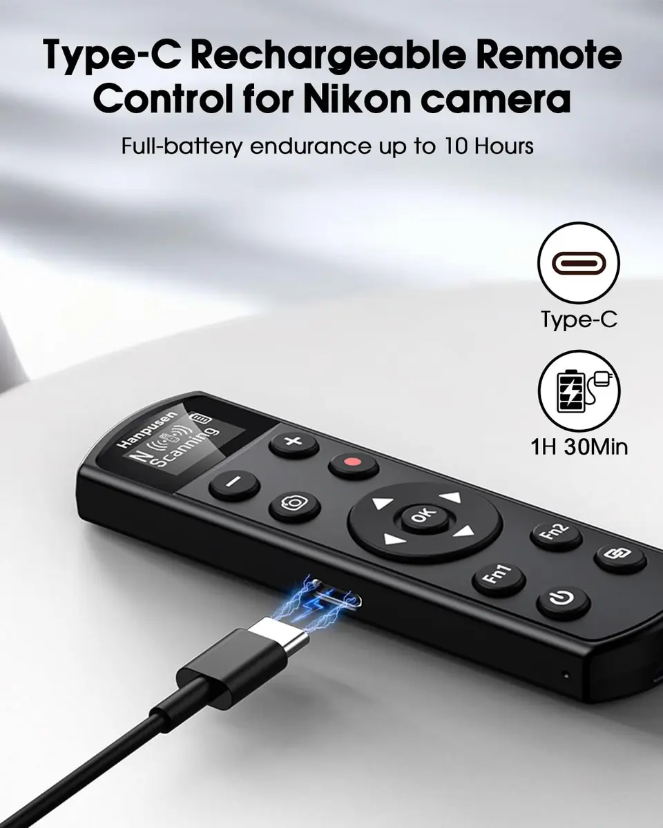 Hanpusen Rechargeable Wireless Shutter Remote with OLED for Nikon Z Series Cameras | 10m Range - view 4