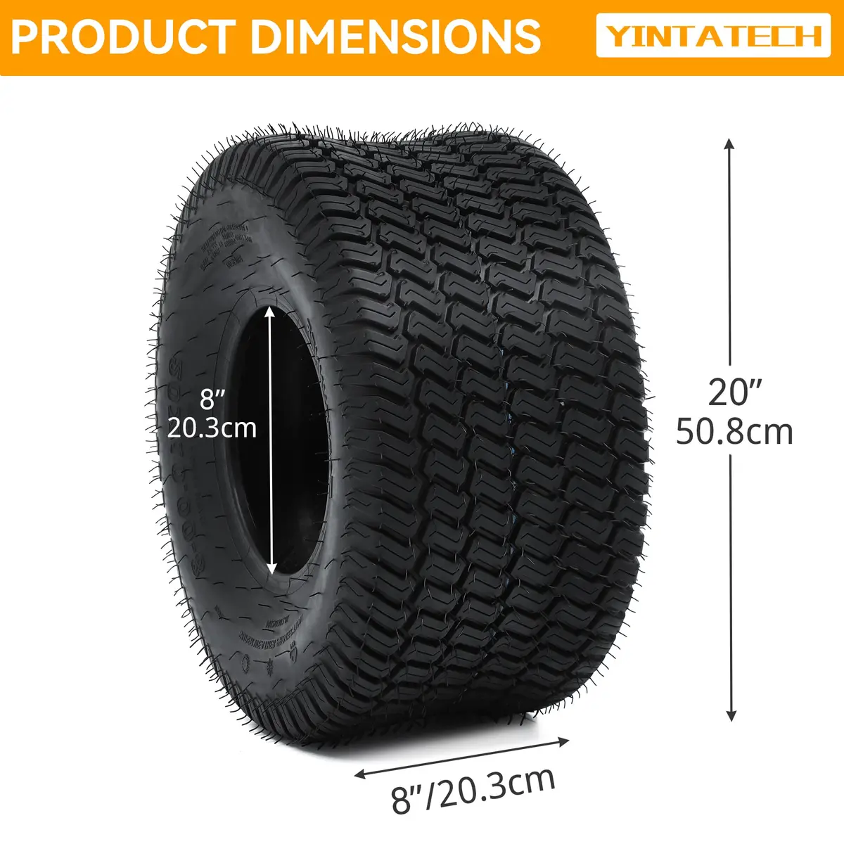 YINTATECH 20x8-8 Lawn Mower Tires Set of 2, 4Ply Tubeless for Lawn & Garden Vehicles - view 8