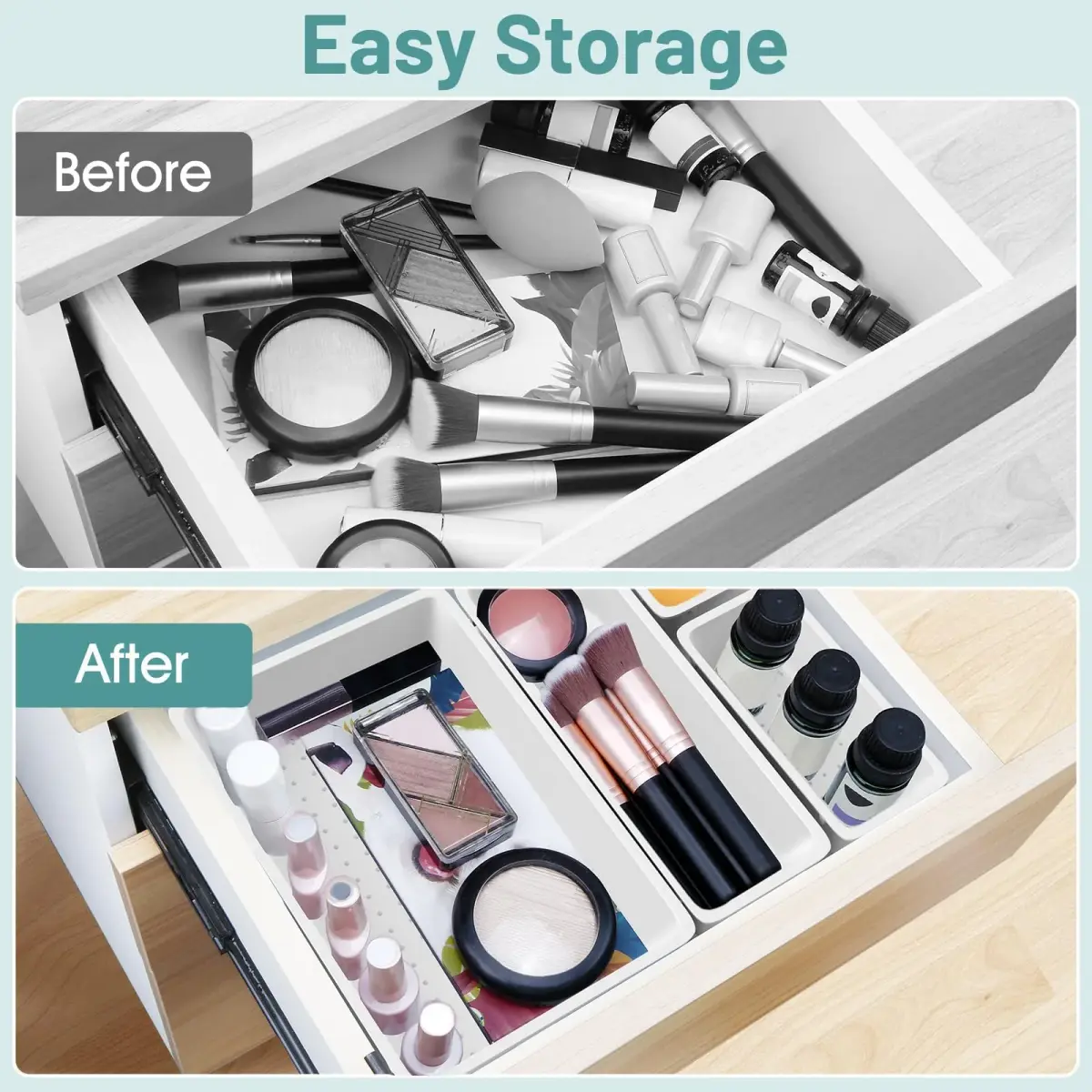 WOWBOX 25 PCS Plastic Drawer Organizer Set, White | 4 Sizes for Makeup, Office, Craft Supplies - view 5