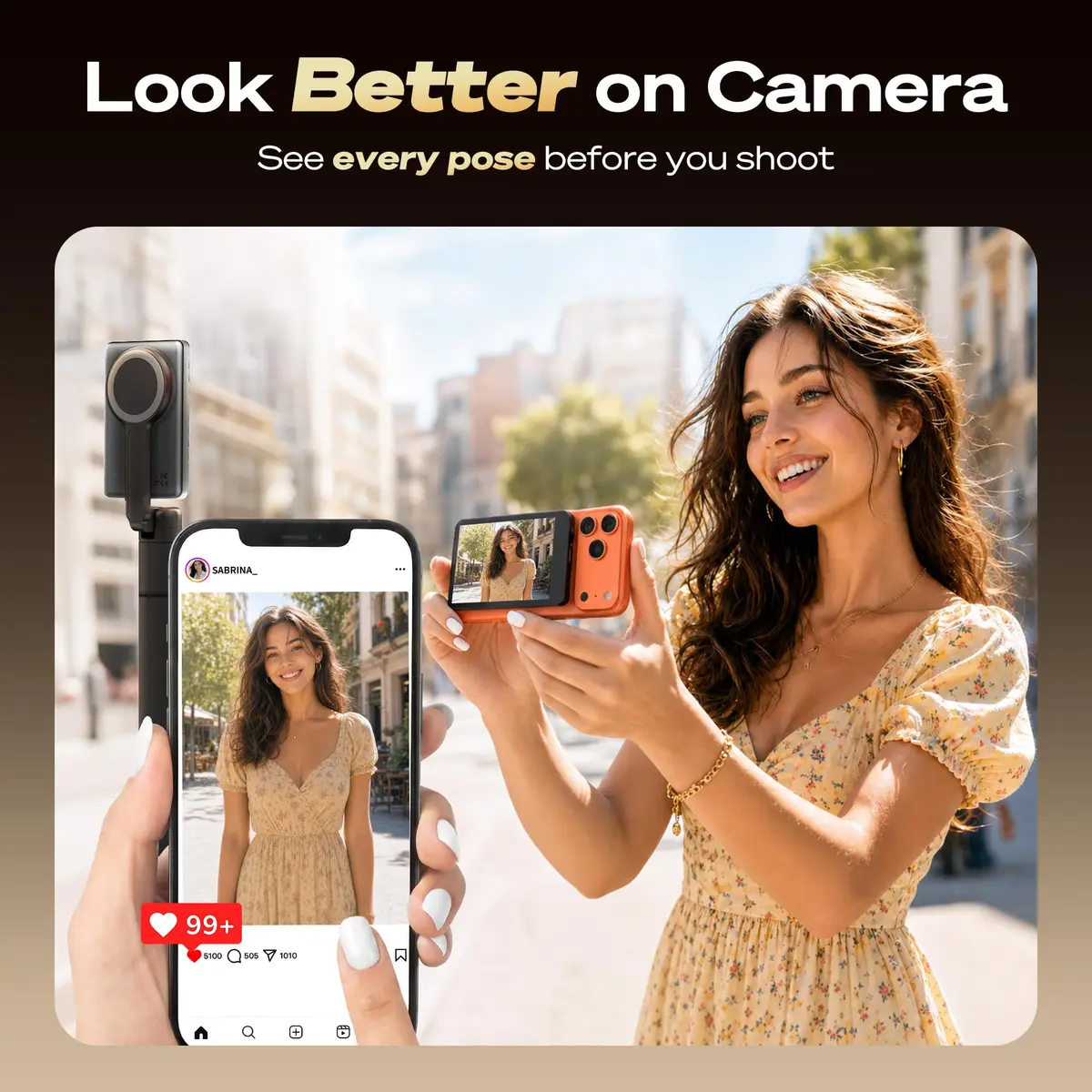 SYNCO Wireless Selfie Monitor for iPhone 7-18 | 4K/1080p Rear Camera, 164FT Range, Black - view 2