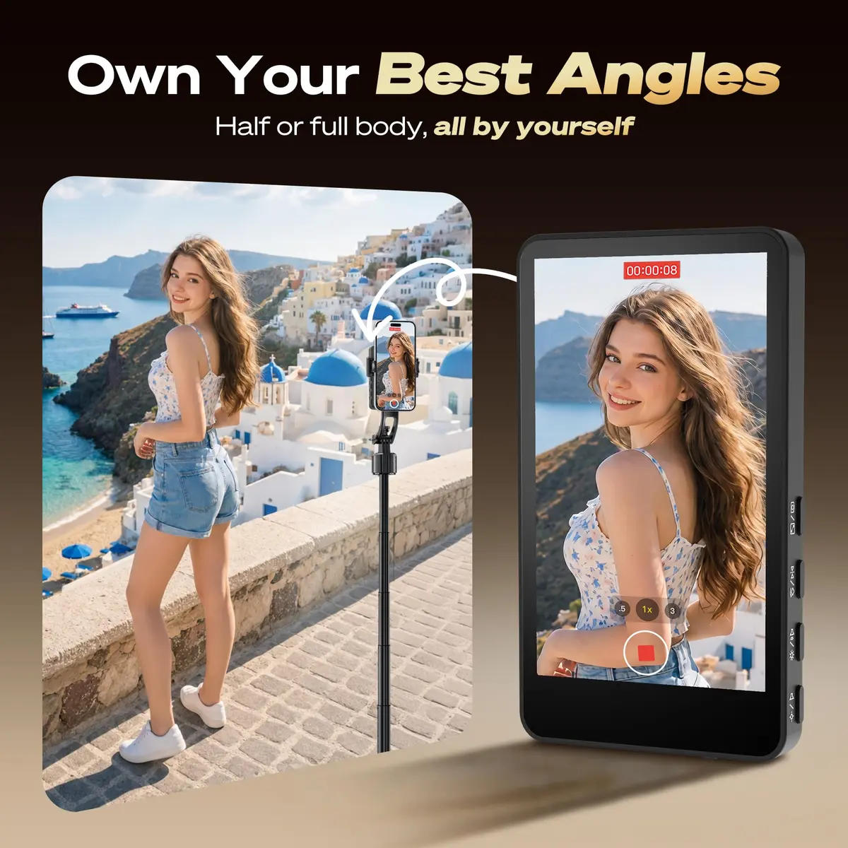 SYNCO Wireless Selfie Monitor for iPhone 7-18 | 4K/1080p Rear Camera, 164FT Range, Black - view 4
