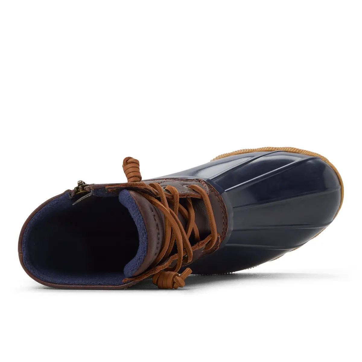 Sperry Saltwater Duck Boot Waterproof Leather Ankle Boot, Navy/Tan, 6.5 | Classic Rain Boot for Women - view 5