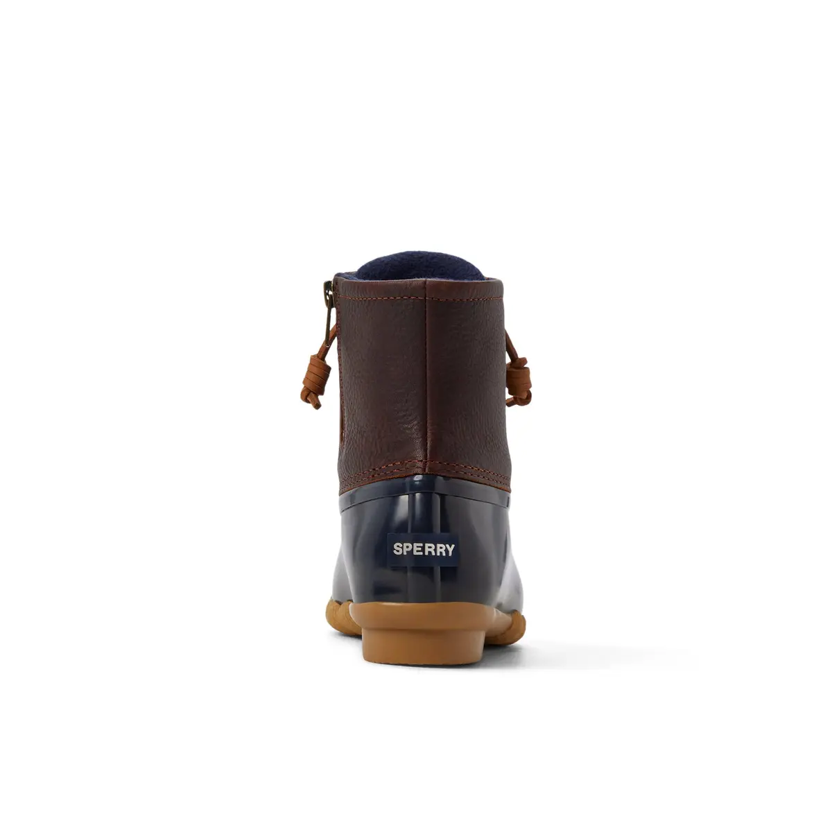 Sperry Saltwater Duck Boot Waterproof Leather Ankle Boot, Navy/Tan, 6.5 | Classic Rain Boot for Women - view 3