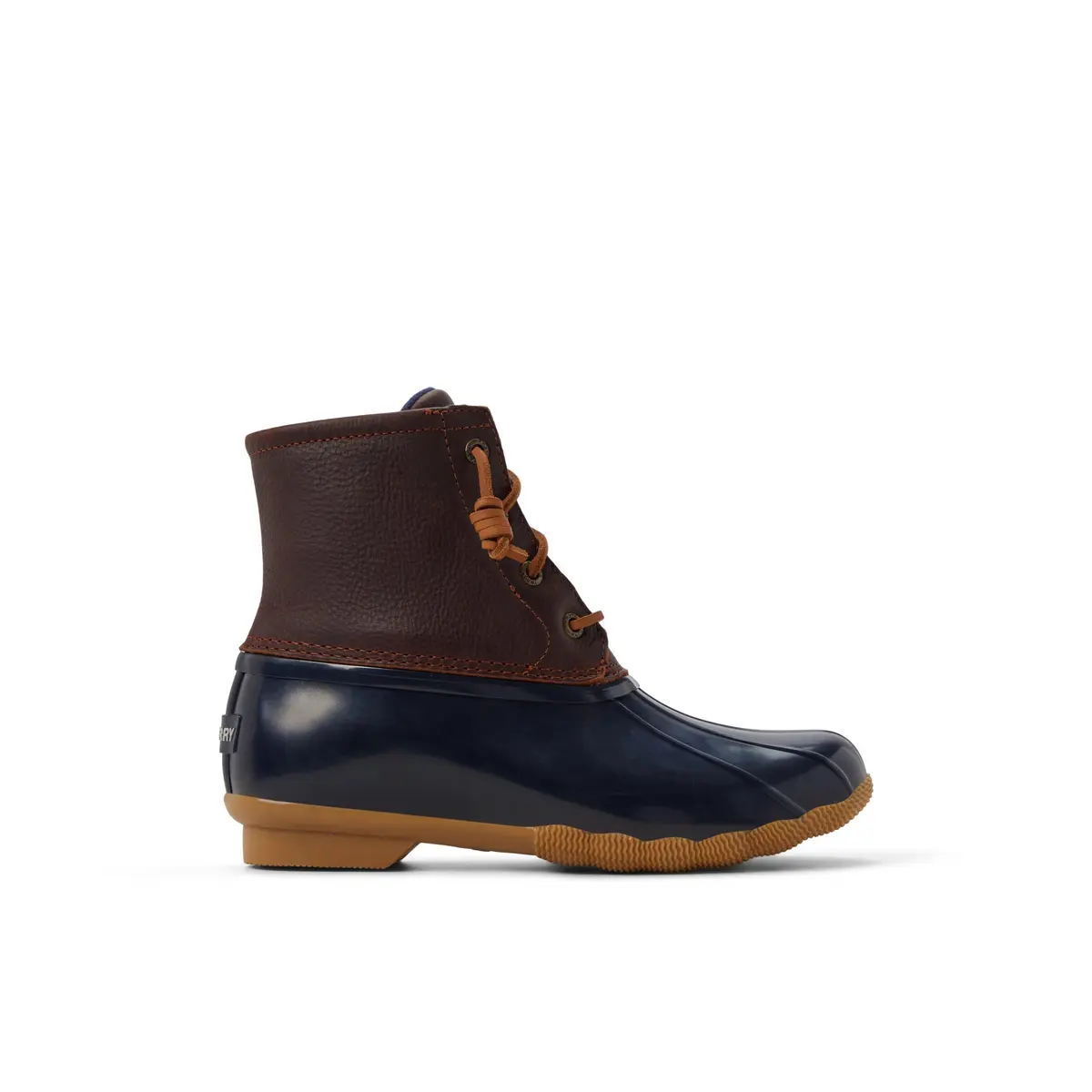 Sperry Saltwater Duck Boot Waterproof Leather Ankle Boot, Navy/Tan, 6.5 | Classic Rain Boot for Women - view 4