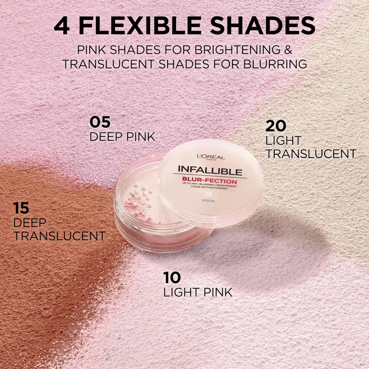 L'Oreal Paris Infallible Blur-fection Setting Powder, 20 Light Translucent | Up to 24H Blur & Brighten, Lock Makeup - view 7