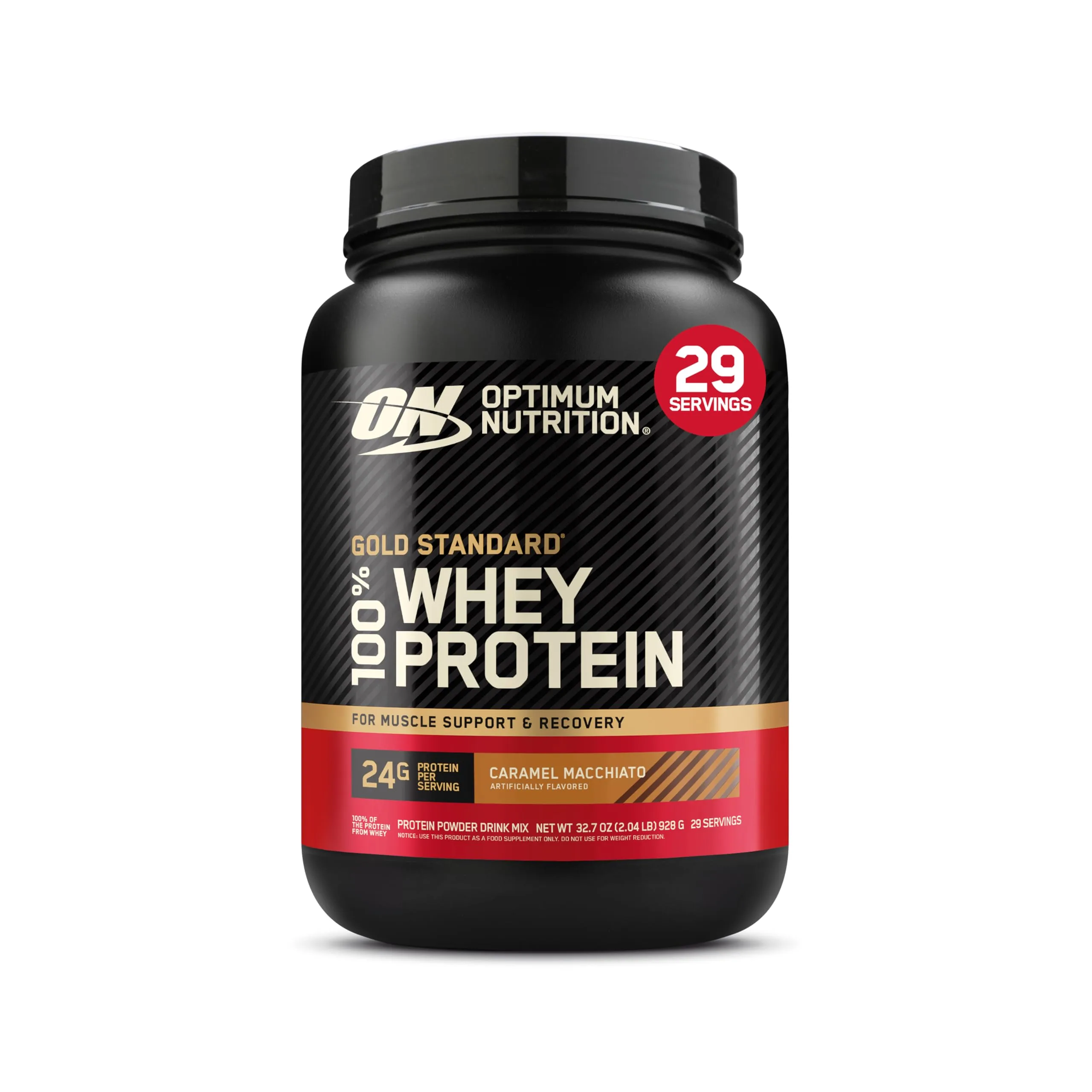 Optimum Nutrition Gold Standard 100% Whey Protein Powder, Caramel Macchiato, 2 Pound | High Protein Post-Workout Recovery - main product image