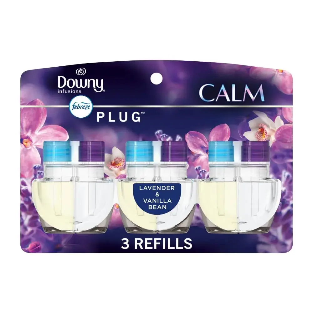 Febreze Fade Defy Plug Air Freshener Refills Downy Calm Scent 3 Count | Lasts 50 Days on Low - main product image