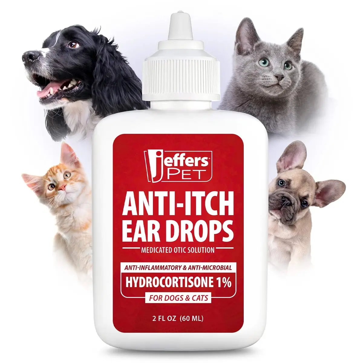 Jeffers Anti-Itch Ear Drops for Dogs & Cats 2 fl oz | Supports Ear Comfort & Hygiene - main product image