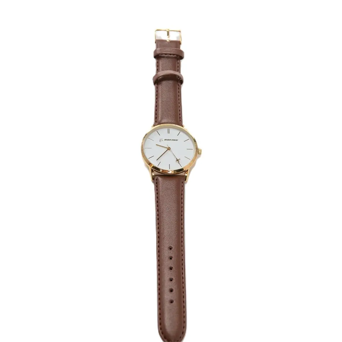 Boeing Men's Rotating Plane Watch (Gold/Brown) | Aerospace-Inspired Timepiece with Genuine Leather Strap - main product image
