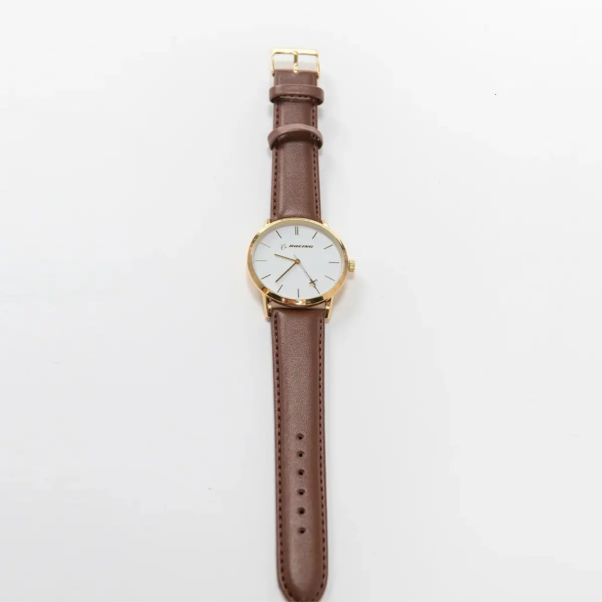 Boeing Men's Rotating Plane Watch (Gold/Brown) | Aerospace-Inspired Timepiece with Genuine Leather Strap - view 2