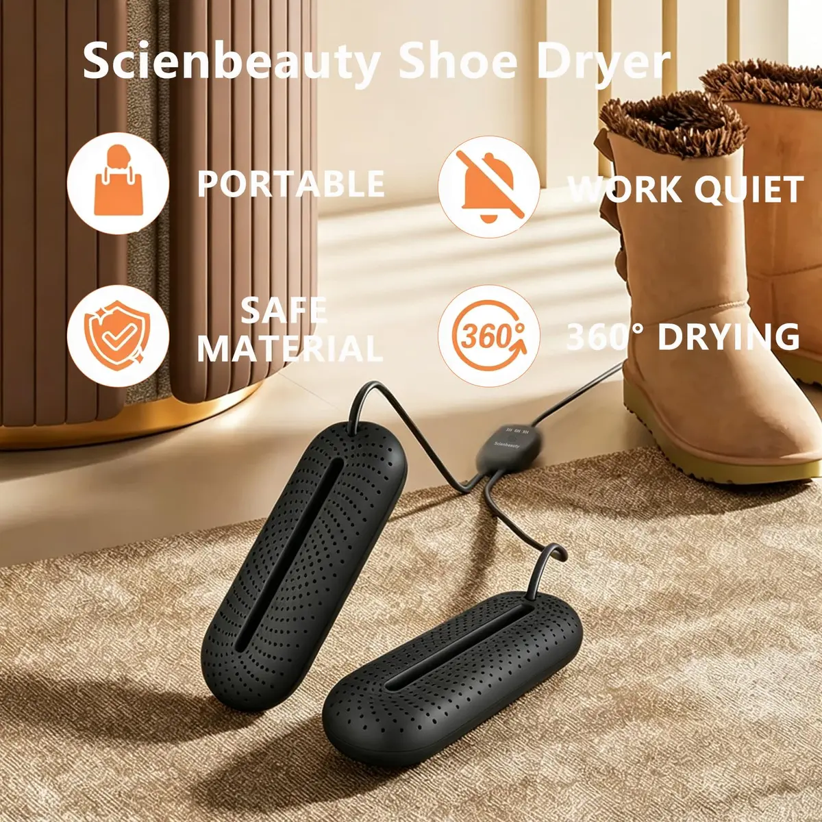 Scienbeauty Electric Shoe Dryer | Portable Boot & Footwear Warmer with 3/6/9h Timer - view 3