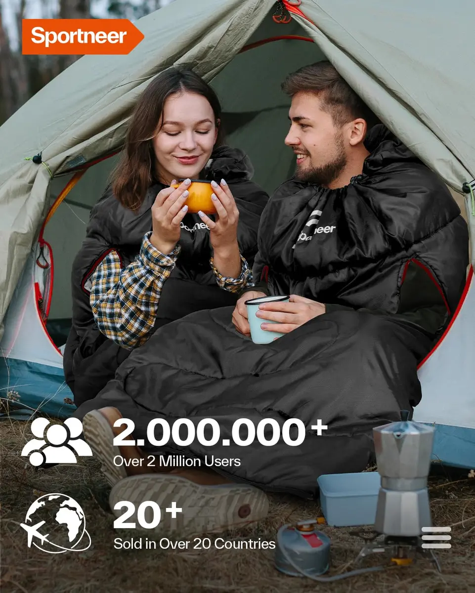 Sportneer Wearable Sleeping Bag for Adults & Kids – Walkable with Arm Zippers, 78.7''Long, 32-65℉, Waterproof, Compact for Camping & Travel - view 7
