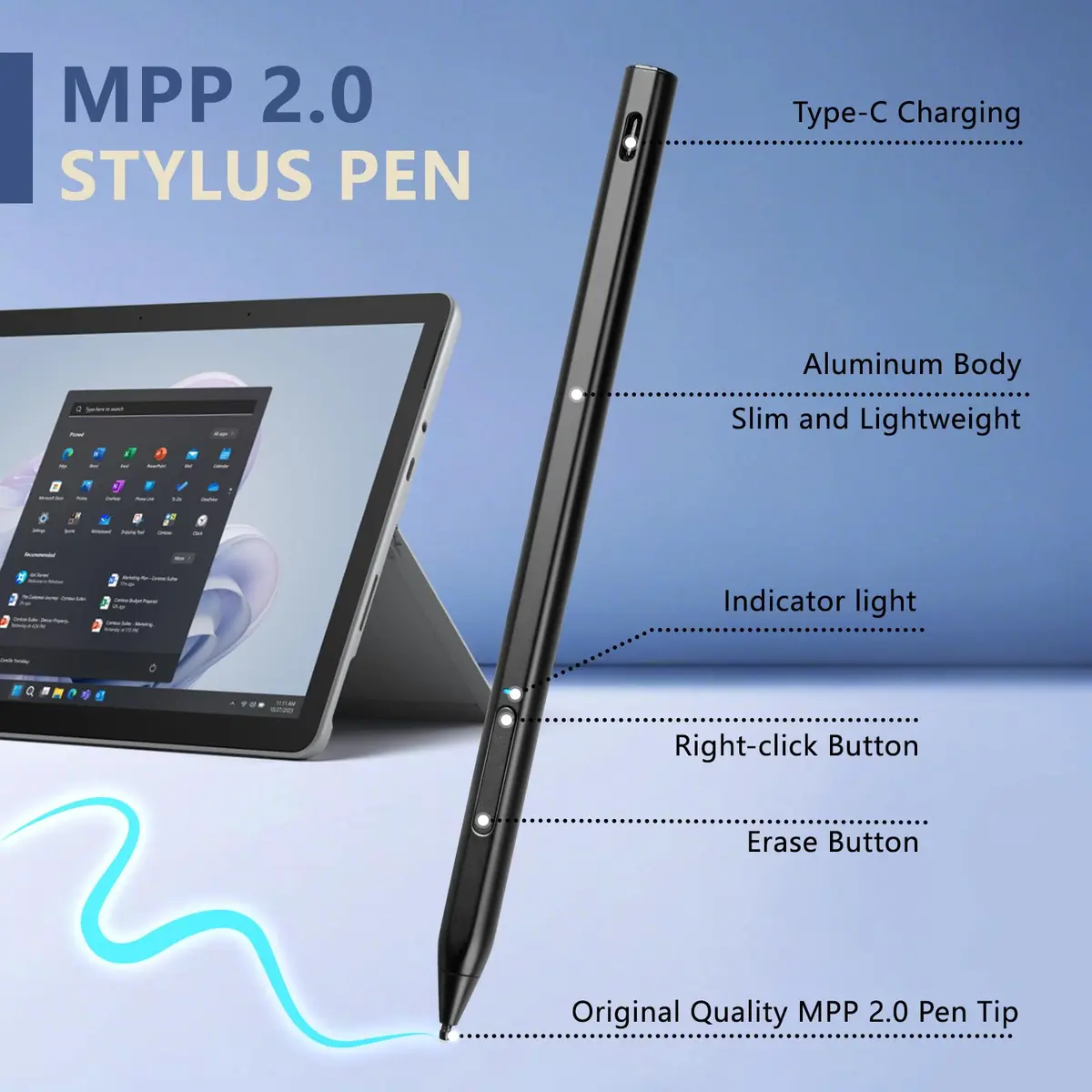 EVACH Rechargeable MPP 2.0 Tilt Pen for HP 2-in-1 Touchscreen Laptops | Smooth, Precise, Seamless Response - view 2