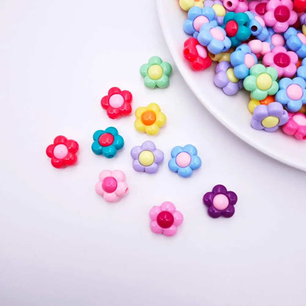 INSPIRELLE 100pcs Acrylic Flower Beads 16mm Multicolor | Large Size Jewelry Craft Supplies - view 2