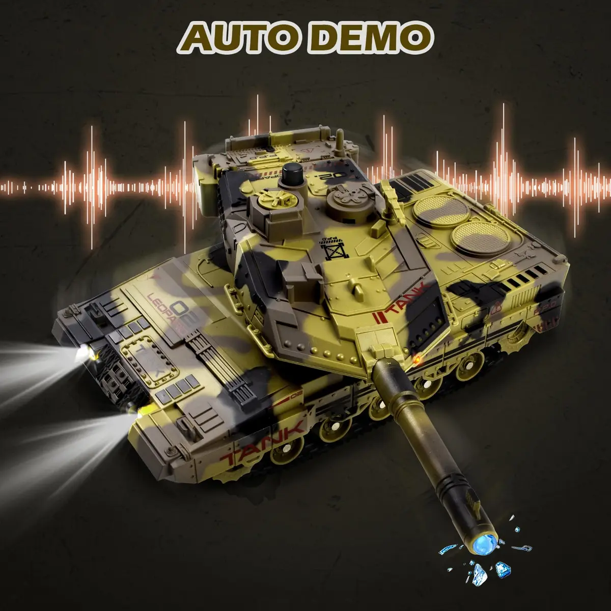 Supdex 1/24 RC Tank - Yellow | Realistic Sound, Smoke & Lights - view 5