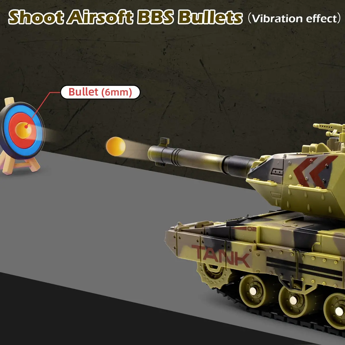 Supdex 1/24 RC Tank - Yellow | Realistic Sound, Smoke & Lights - view 2