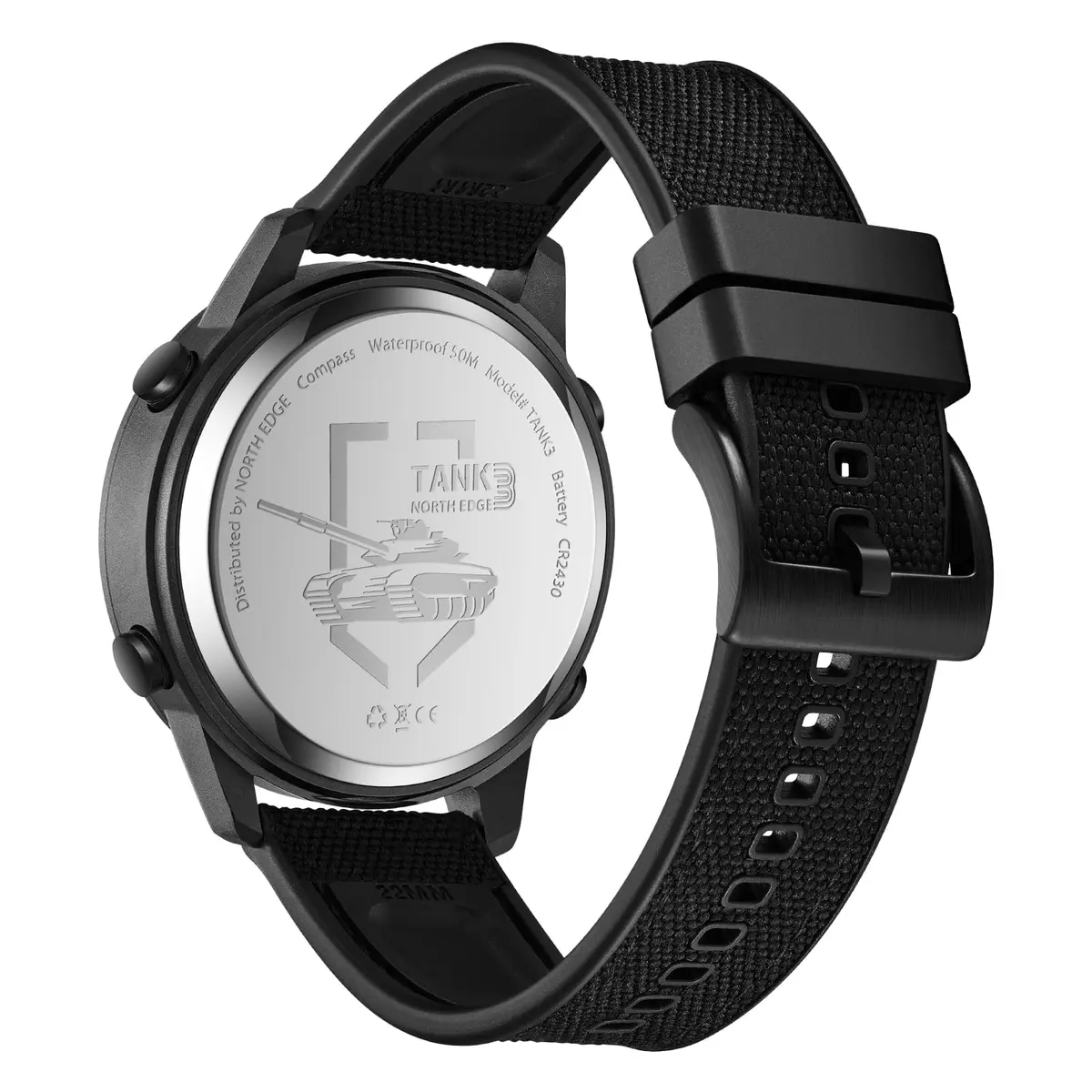 NORTH EDGE TANK3 Men’s Digital Sports Watch, Tactical Military Watch with Compass, Pedometer, Stopwatch, EL Backlight, 50M Water Resistant - view 2