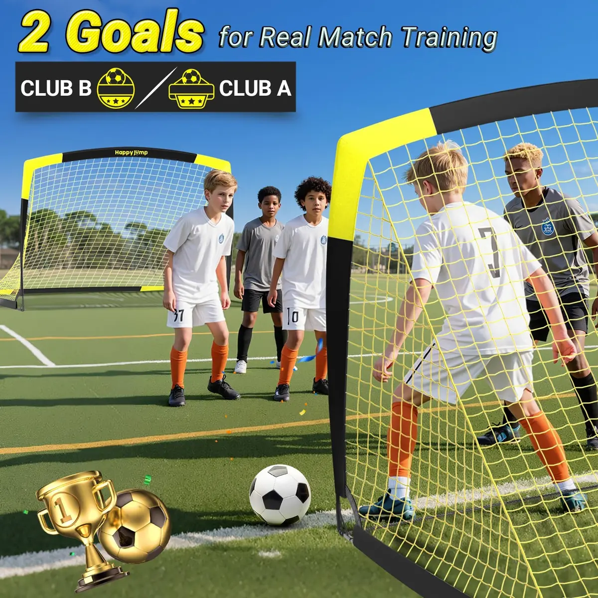Happy Jump Portable Soccer Goal 7x5 & 5x3.6 FT | Pop-Up, Durable Fiberglass Frame, Easy Setup - view 5
