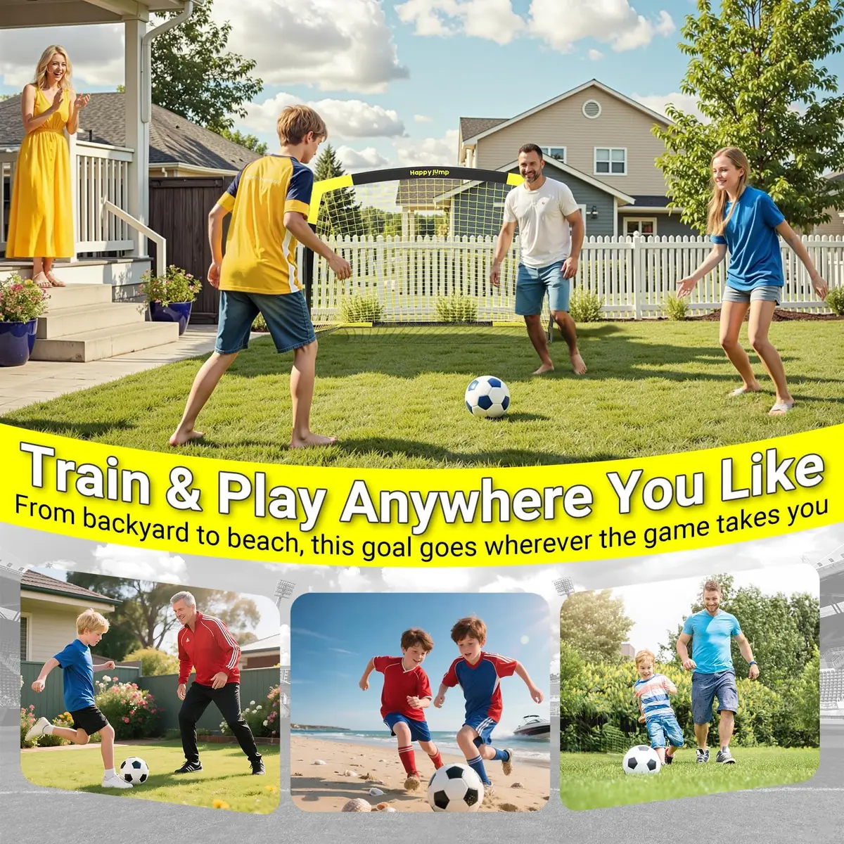 Happy Jump Portable Soccer Goal 7x5 & 5x3.6 FT | Pop-Up, Durable Fiberglass Frame, Easy Setup - view 9