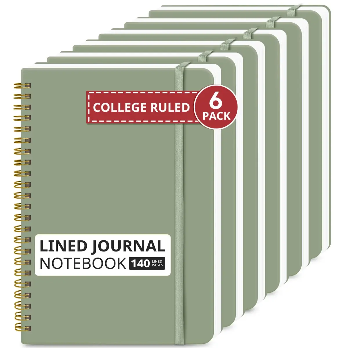 Taja 6 Pack Lined Notebooks for Work Hardcover Spiral Journal 156g (5.7" x 7.9") | Bulk Value for Office & Students - main product image
