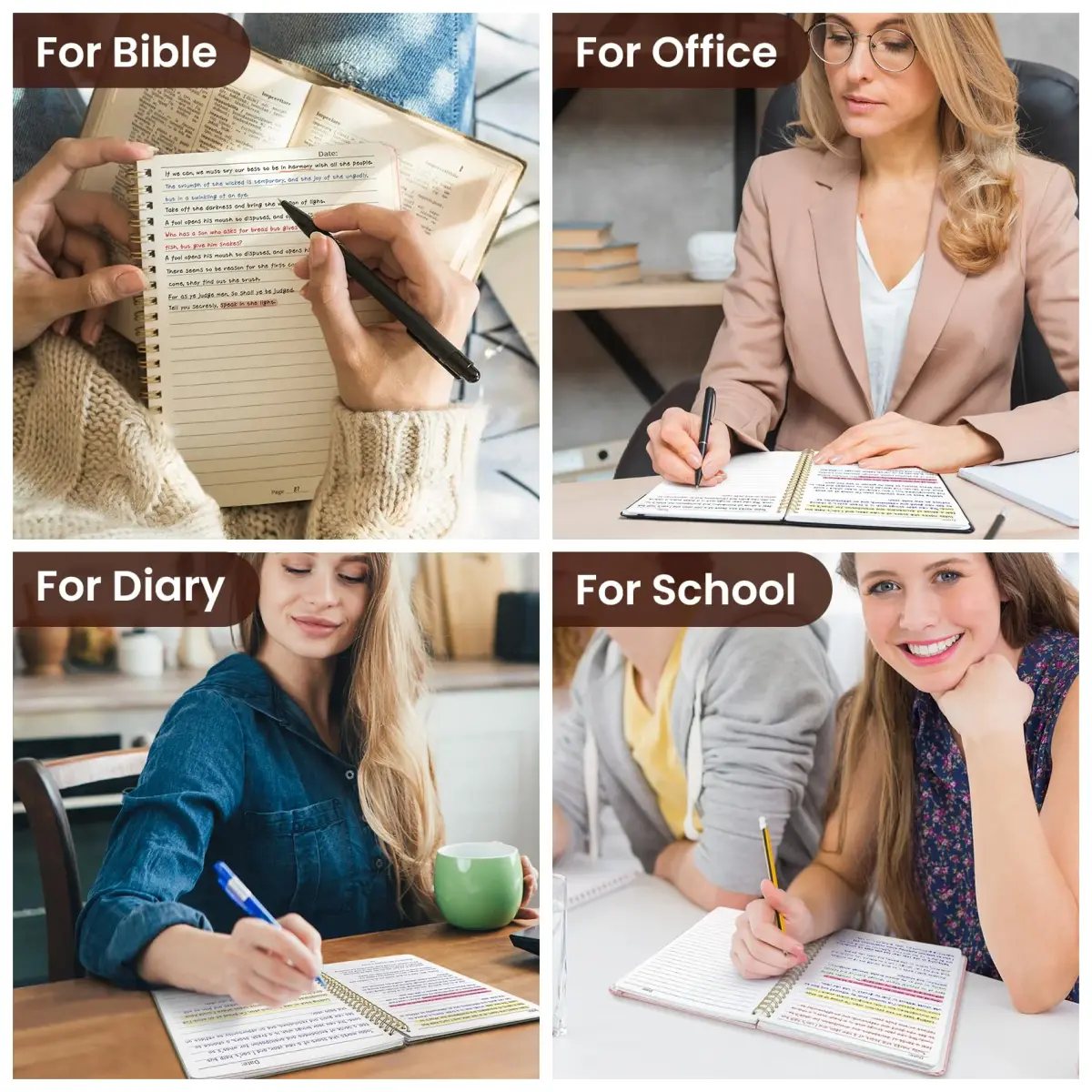 Taja Hardcover Spiral Notebooks 6-Pack A5 (14.5cm x 20cm) | Premium 100 GSM Paper, 140 Lined Pages - view 7