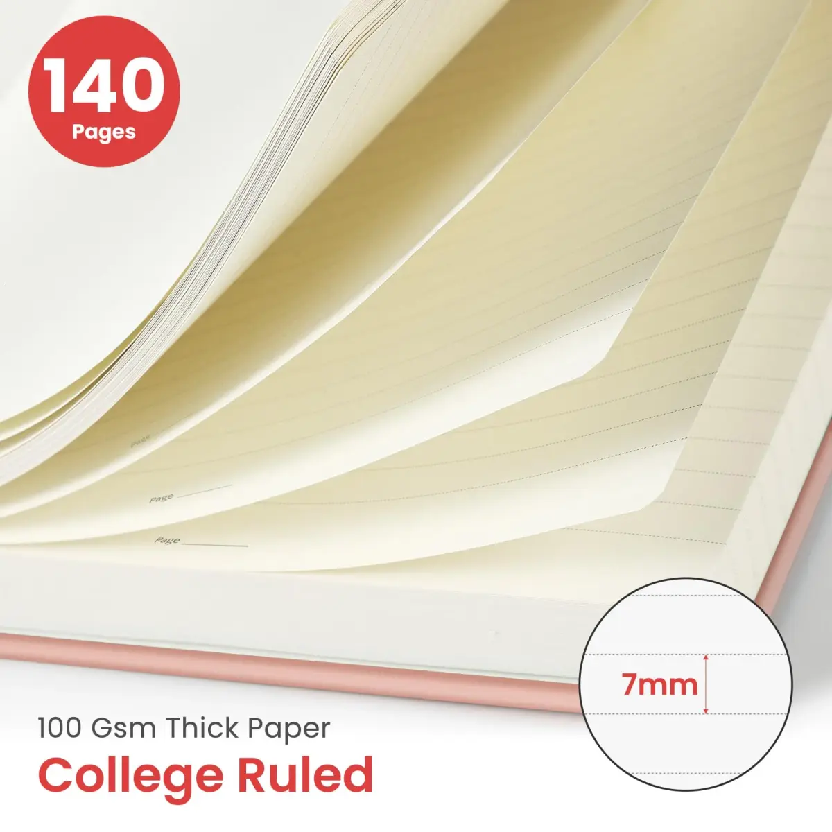 Taja Hardcover Spiral Notebooks 6-Pack A5 (14.5cm x 20cm) | Premium 100 GSM Paper, 140 Lined Pages - view 2