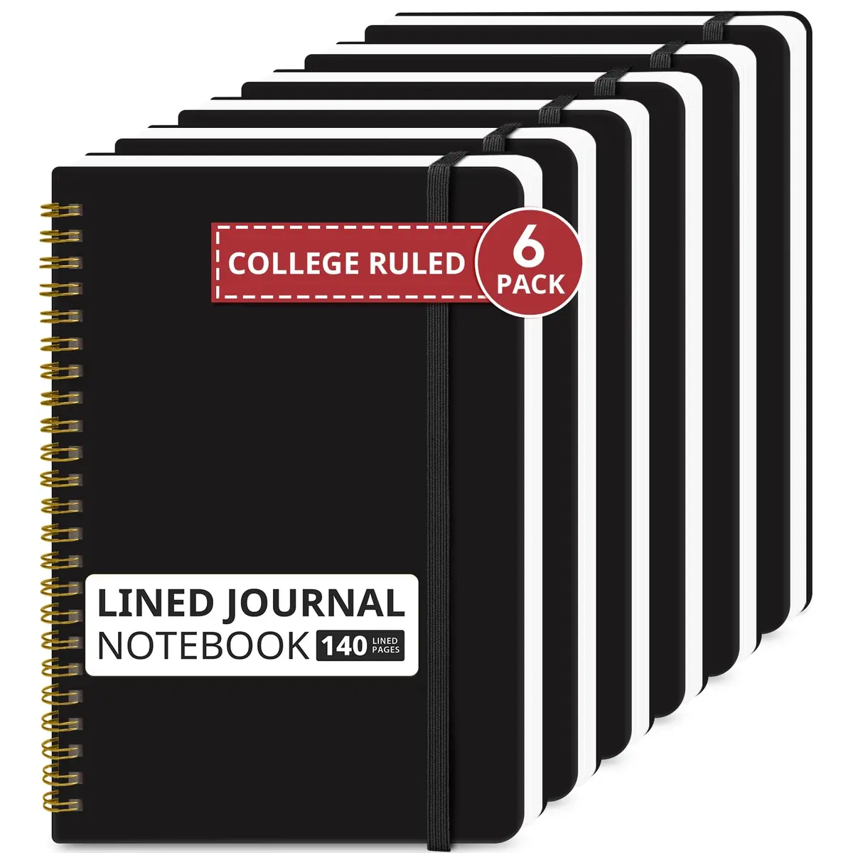 Taja 6 Pack Lined Notebooks for Work Hardcover Spiral Journal 156g (5.5 oz) | Bulk Value for Office & Students - main product image