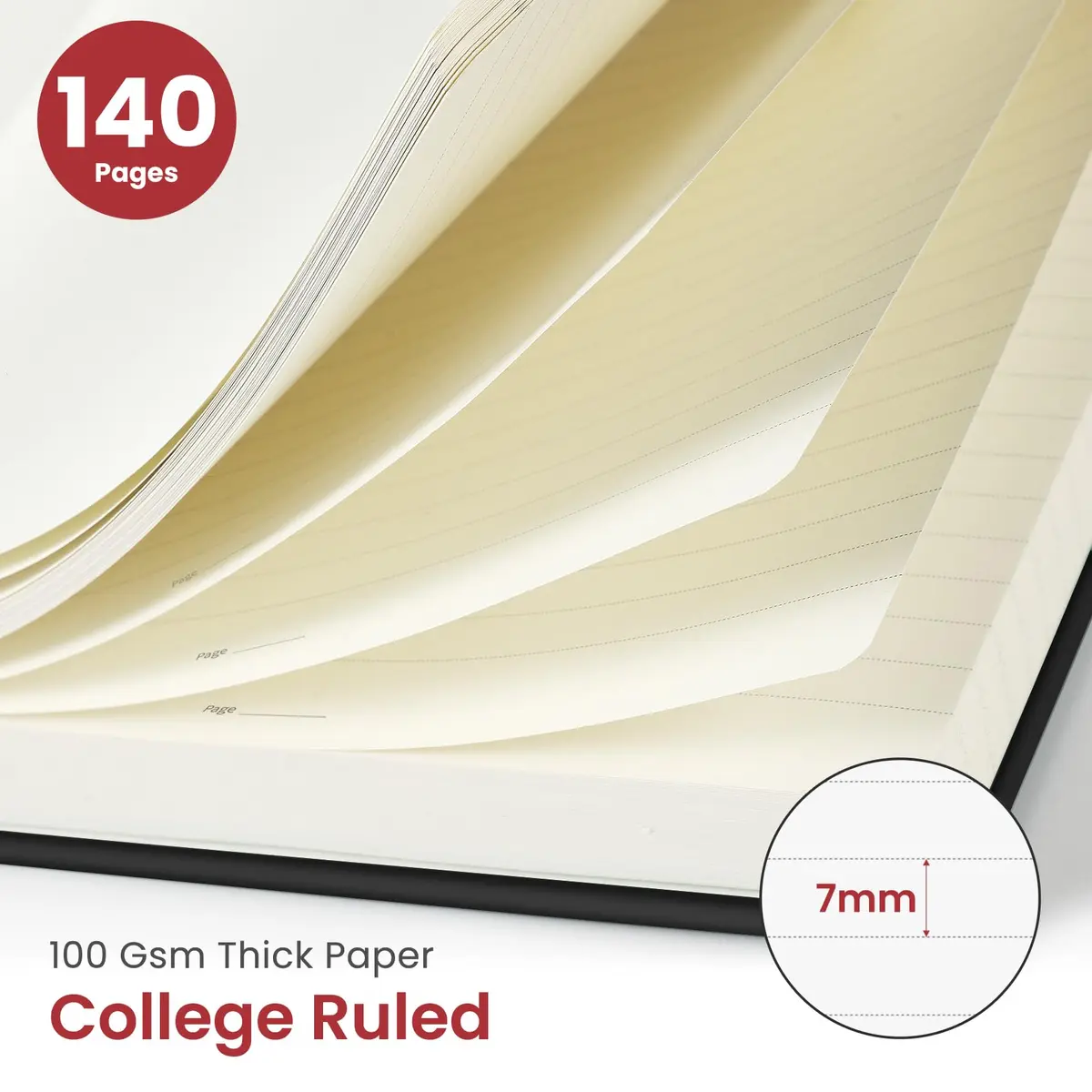 Taja 6 Pack Lined Notebooks for Work Hardcover Spiral Journal 156g (5.5 oz) | Bulk Value for Office & Students - view 2