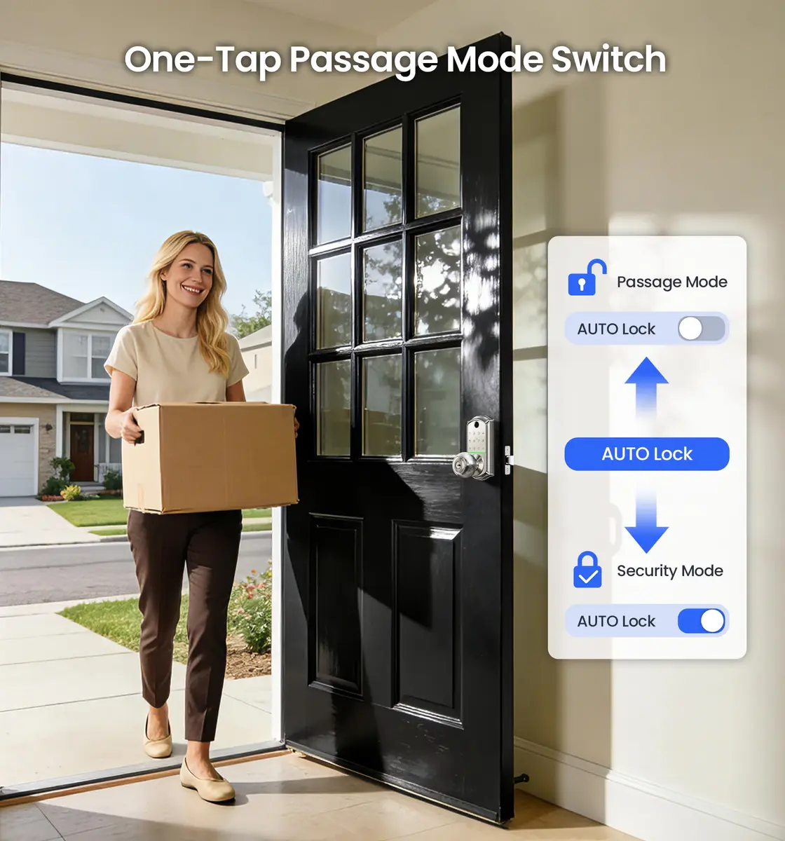 Veise VE018 Smart Door Knob Handle Lock Satin Nickel | Keyless Entry with App Control & Fingerprint Unlock - view 9
