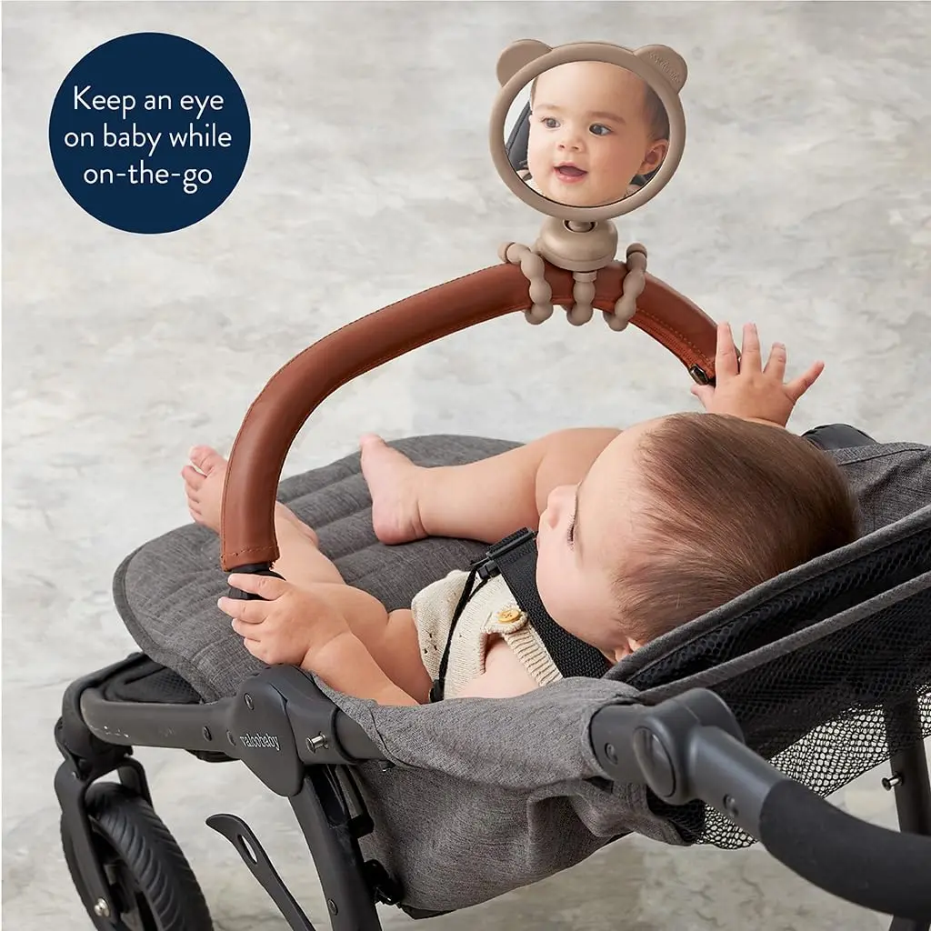 Itzy Ritzy Stroller Mirror, 360° Swivel Baby Stroller Accessory (Bear) | Clear View for Parents - view 3