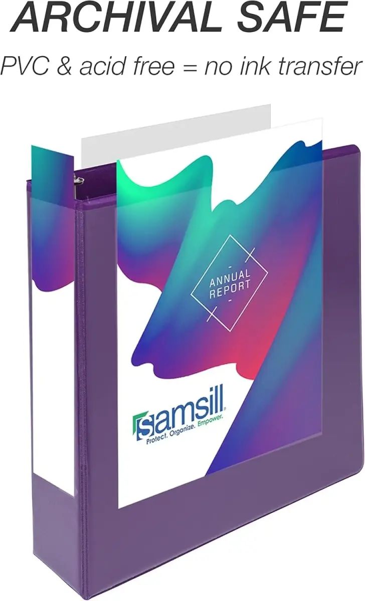 Samsill 2 Inch D-Ring Binder, Purple, 12-Pack | Customizable Clear View Cover for Office & School - view 5