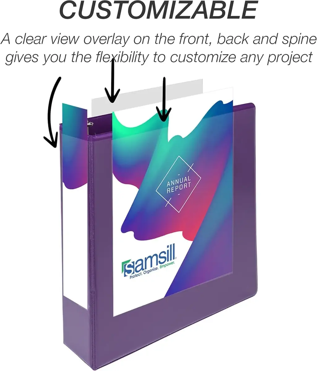 Samsill 2 Inch D-Ring Binder, Purple, 12-Pack | Customizable Clear View Cover for Office & School - view 6