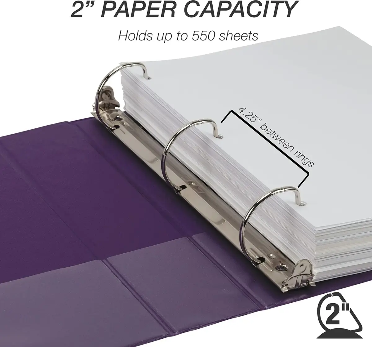 Samsill 2 Inch D-Ring Binder, Purple, 12-Pack | Customizable Clear View Cover for Office & School - view 3