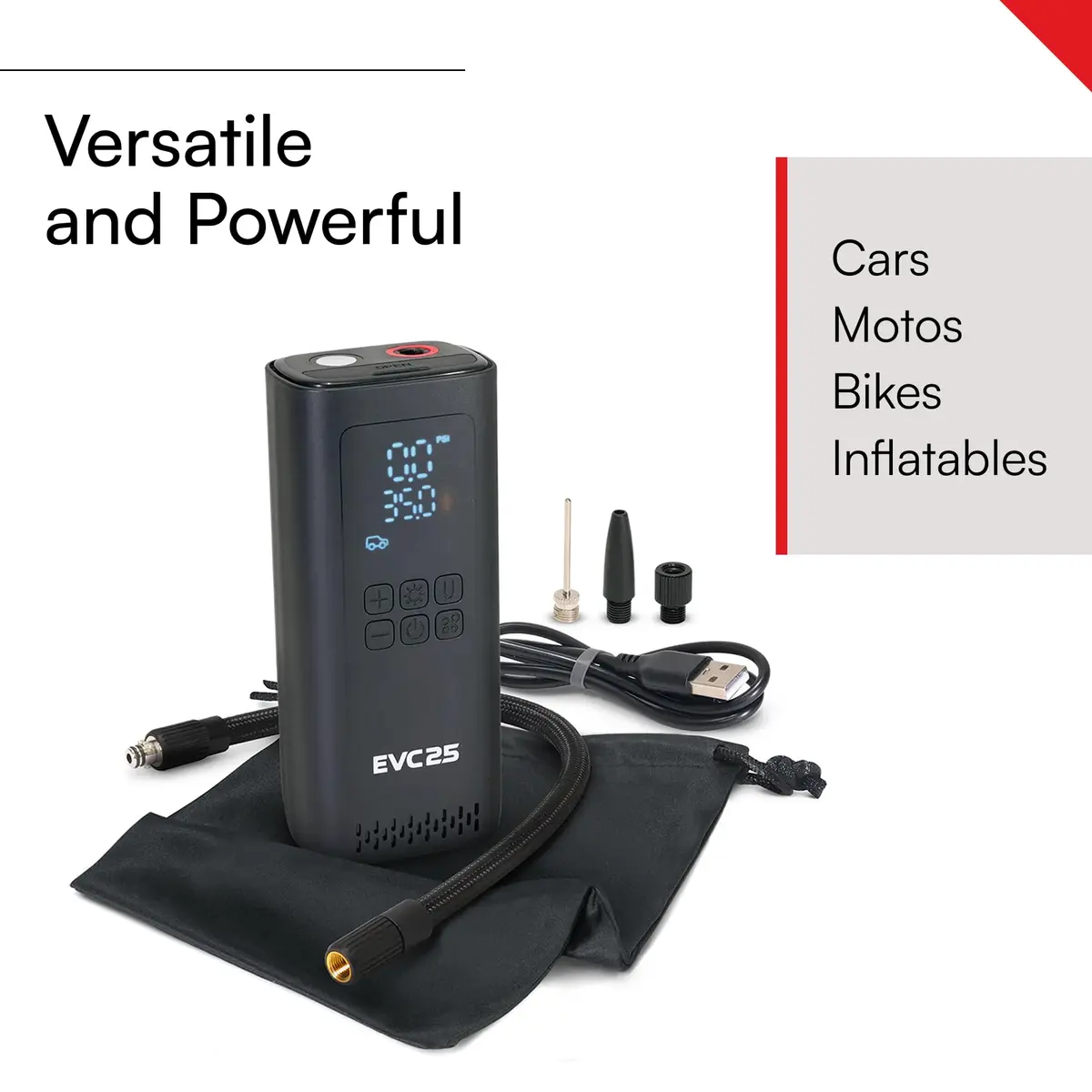 VIAIR EVC25 Rechargeable Tire Inflator 150 PSI | Cordless Air Compressor for Cars, Bikes, Balls - view 2