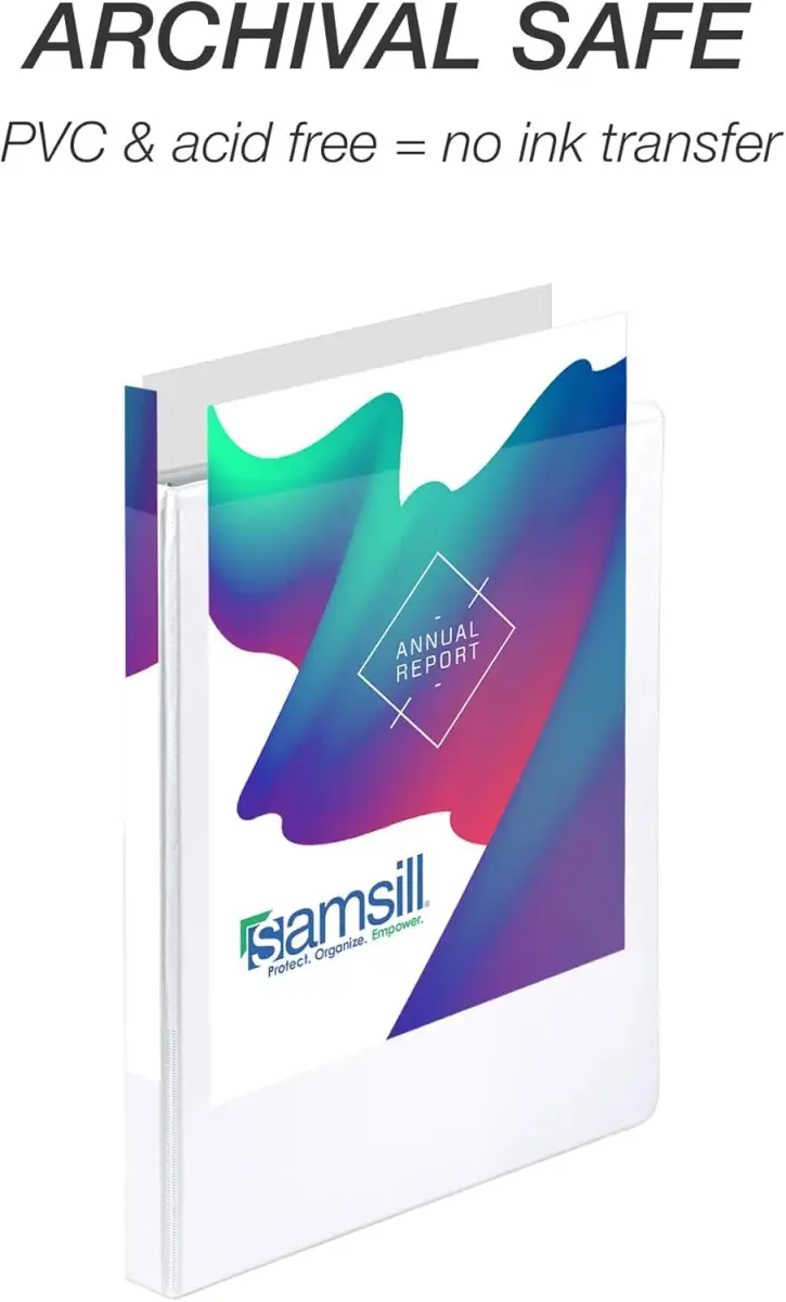 Samsill 0.5 Inch D-Ring Binder, White, 24 Pack | Heavy-Duty Design for 125 Pages Each - view 5
