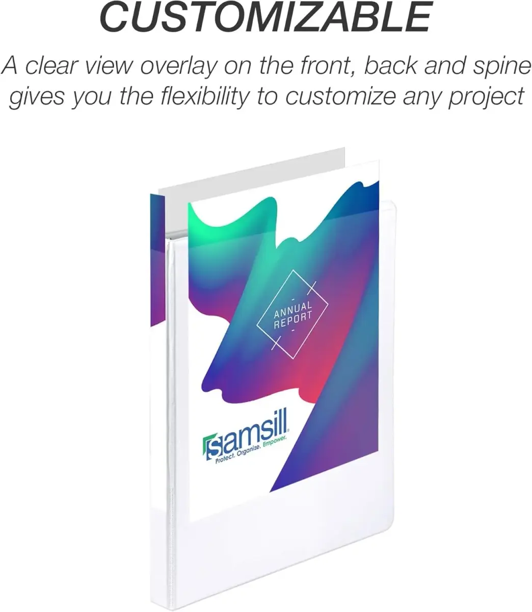 Samsill 0.5 Inch D-Ring Binder, White, 24 Pack | Heavy-Duty Design for 125 Pages Each - view 6