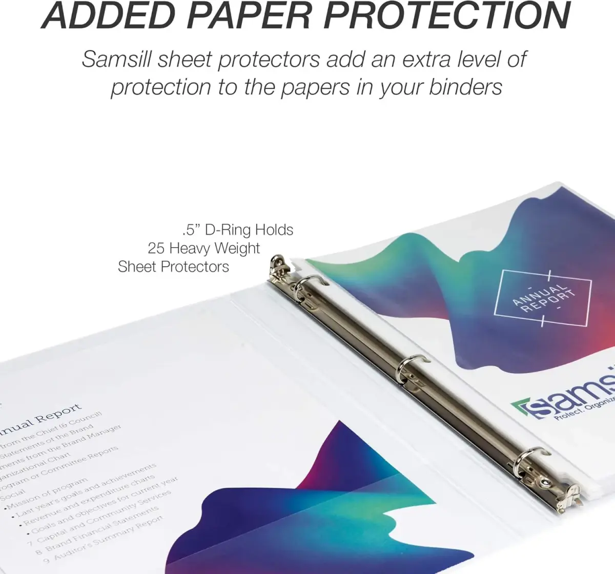 Samsill 0.5 Inch D-Ring Binder, White, 24 Pack | Heavy-Duty Design for 125 Pages Each - view 7