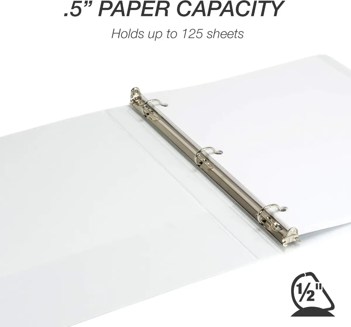 Samsill 0.5 Inch D-Ring Binder, White, 24 Pack | Heavy-Duty Design for 125 Pages Each - view 3