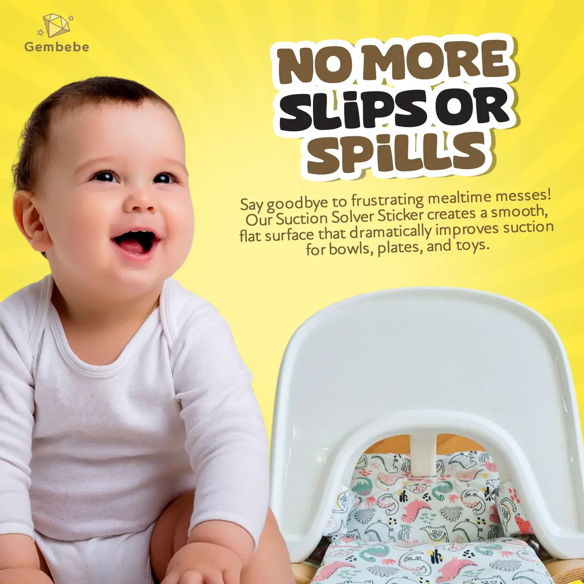 Gembebe Suction Solver Sticker for Stokke Tripp Trapp Tray 2pcs | Safe Adhesive Placemat Enhances Suction - view 5